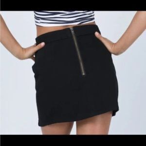 Lioness Black Denim Mini Skirt Back Zip Sz S